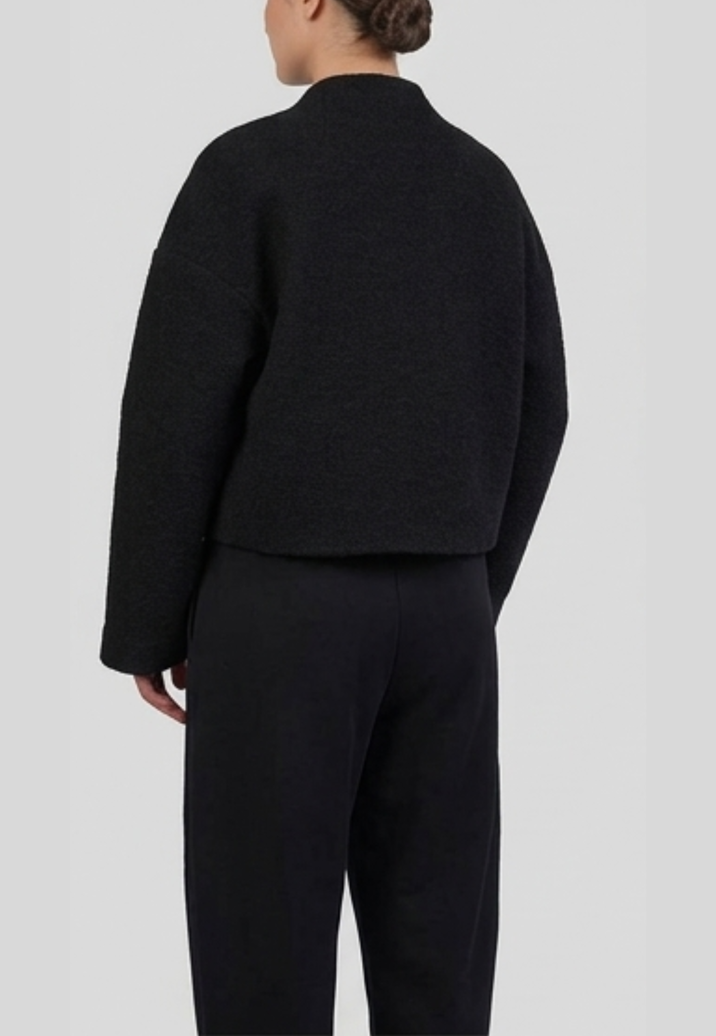 Cropped Black Boiled Wool Jacket
