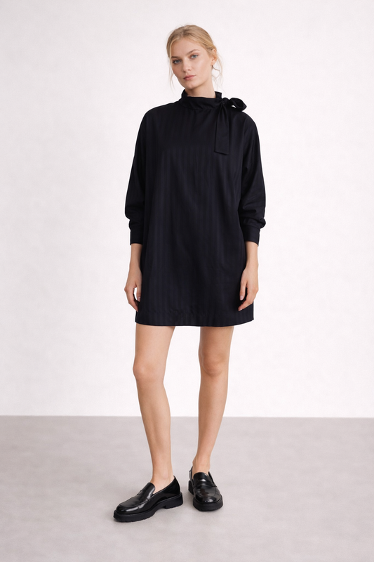 Valentina Black Oversized Dress – Minimalist Soft Luxury