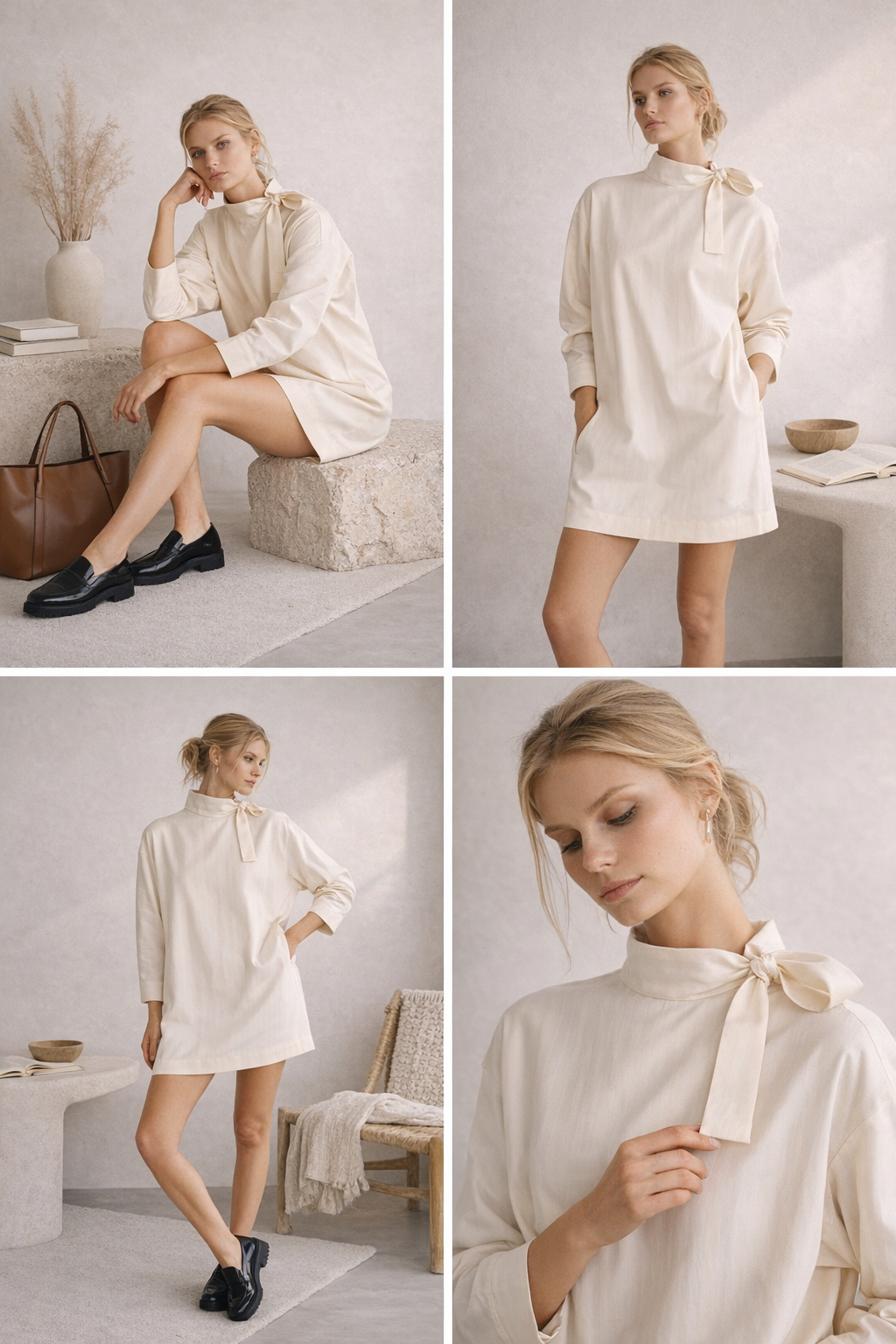 Valentina Ivory Oversized Dress – Minimalist Soft Luxury