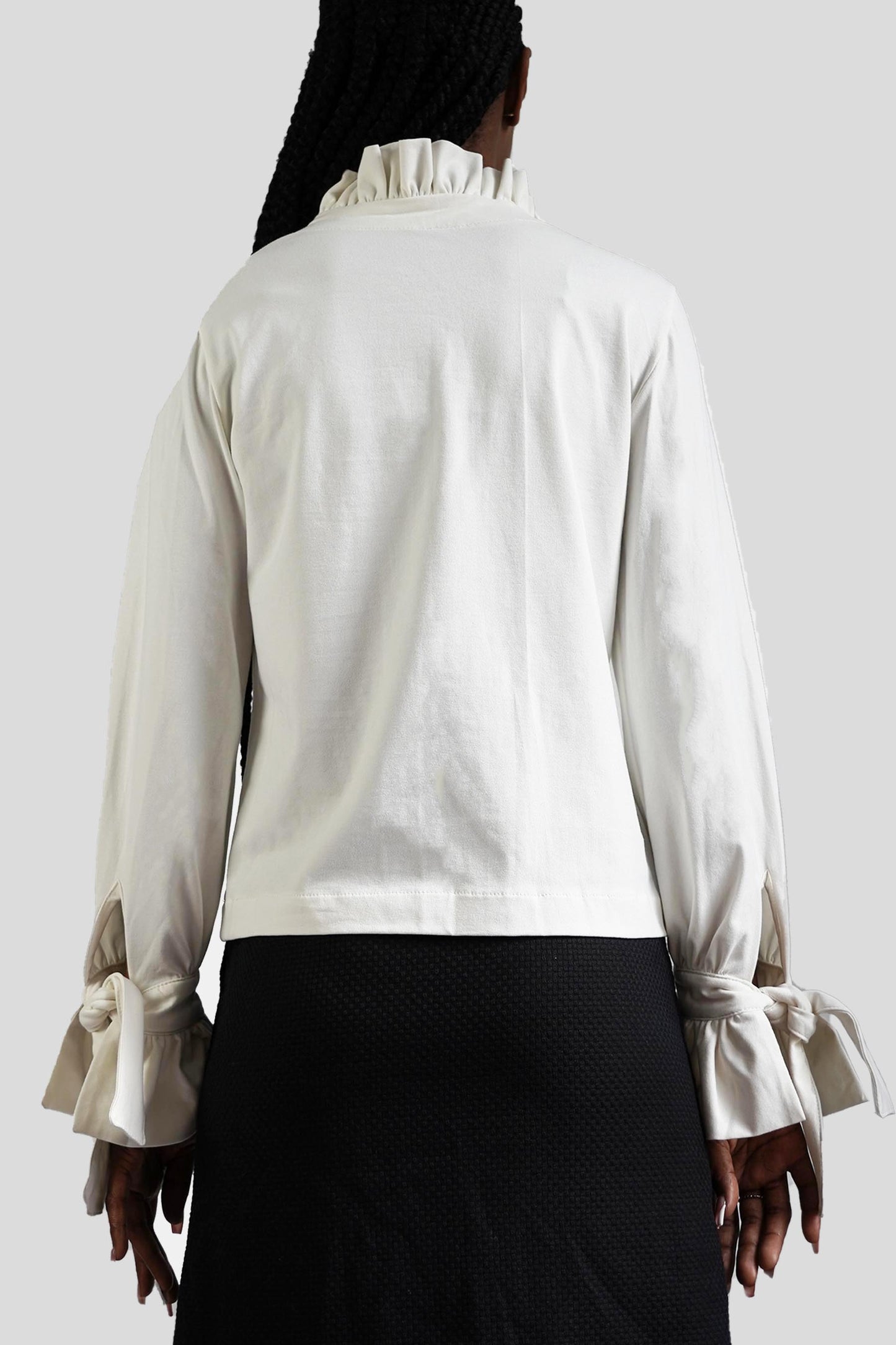 Bluza alba cu volane, din bumbac organic plin