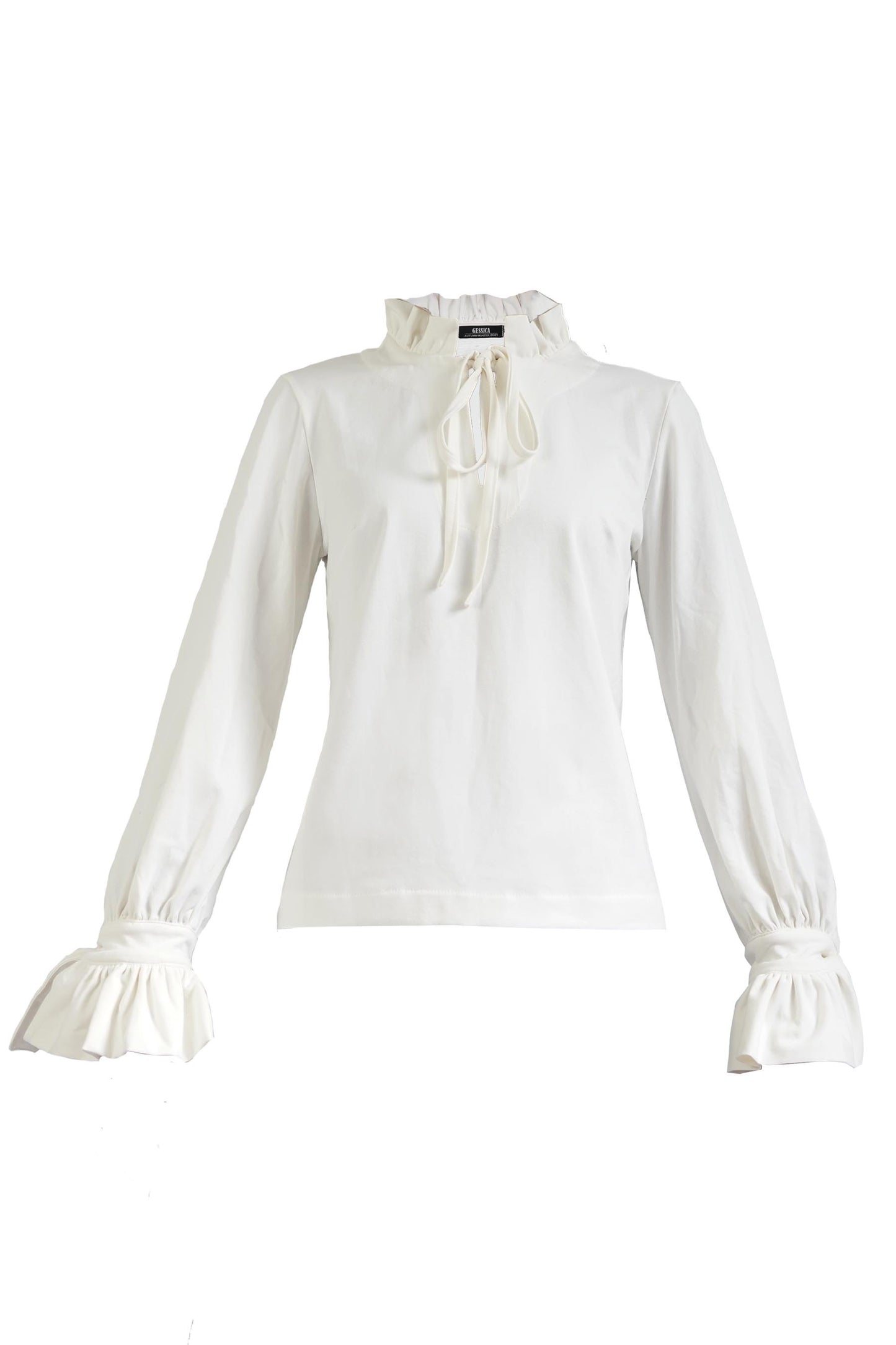 Bluza alba cu volane, din bumbac organic plin