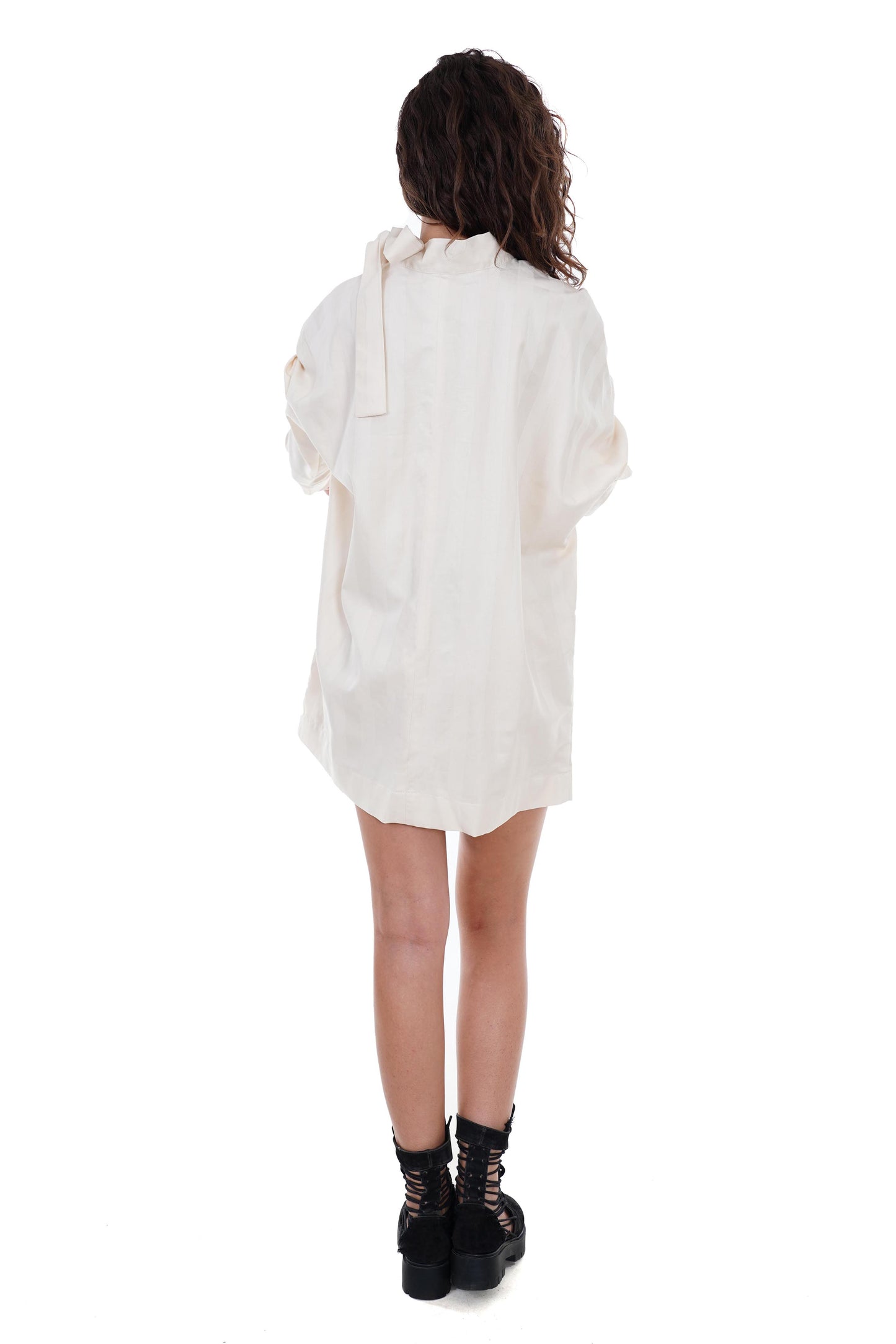 Rochie alba din satin organic