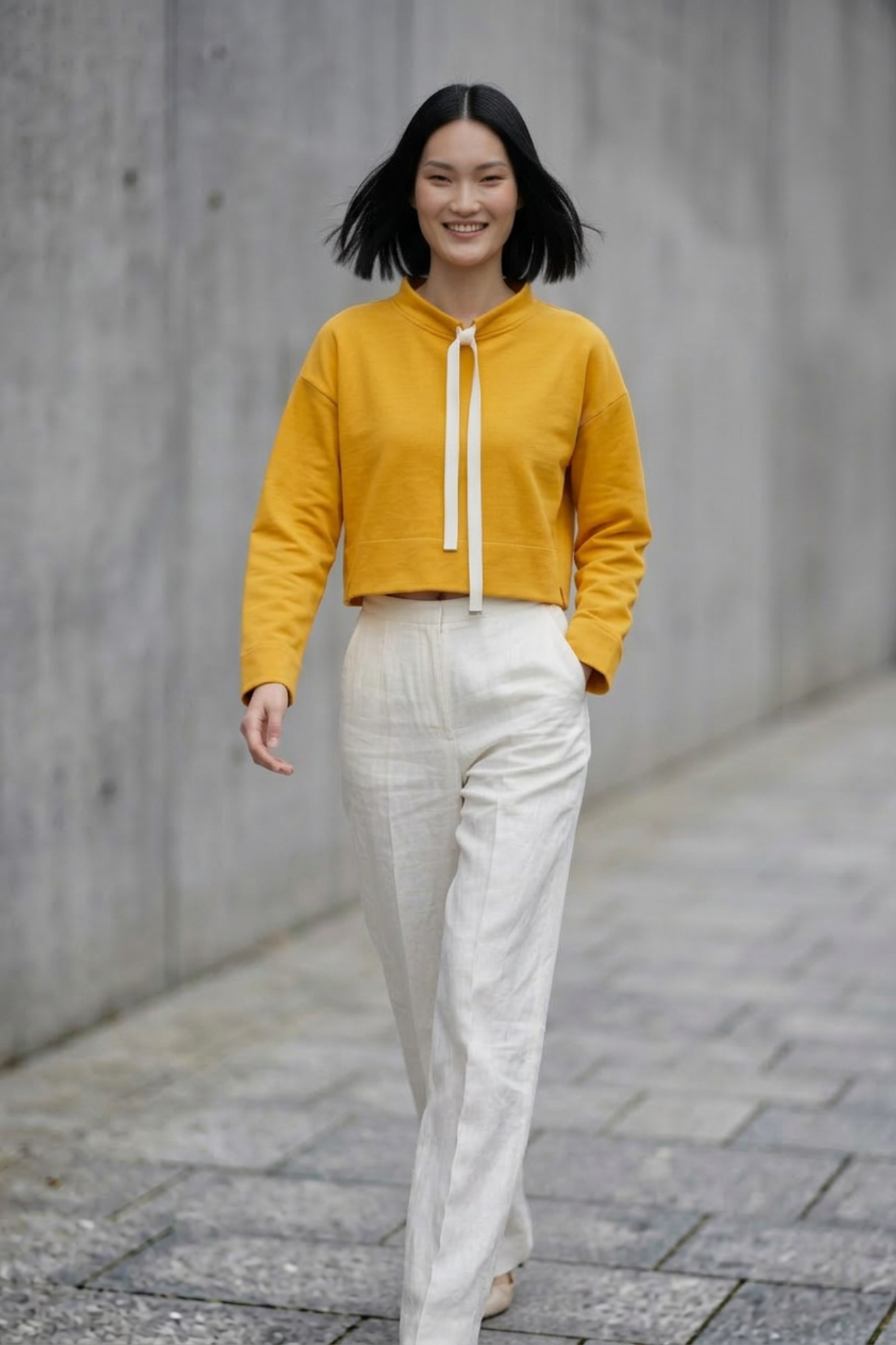 Mustard Yellow Asymmetric Sweatshirt